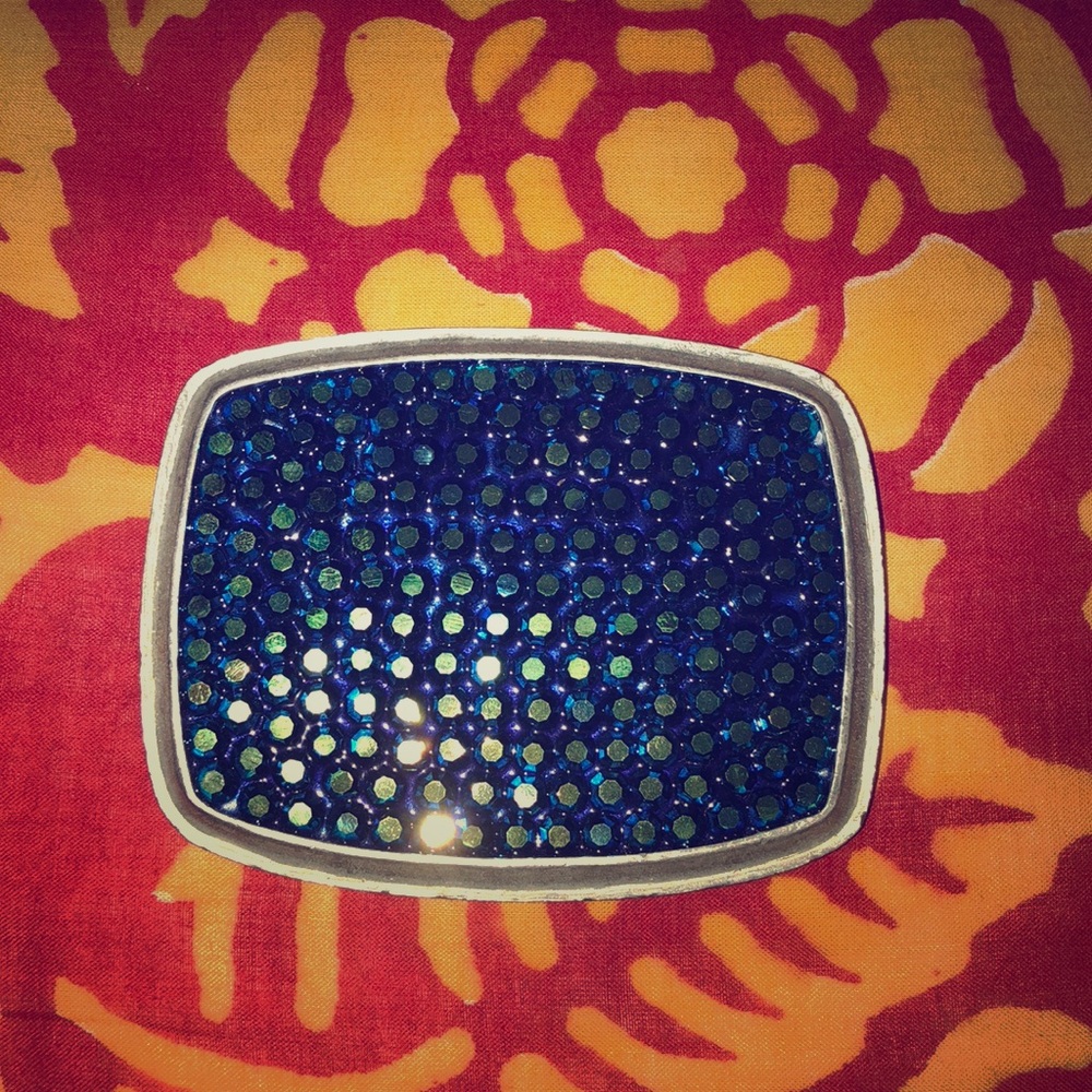 Blue rhinestone belt buckle